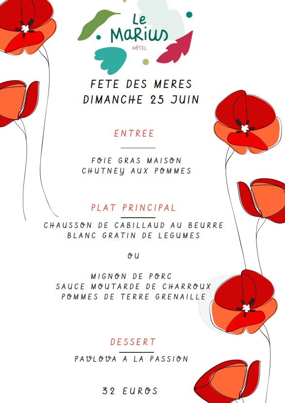 menu pour la fête des mères à Aydat